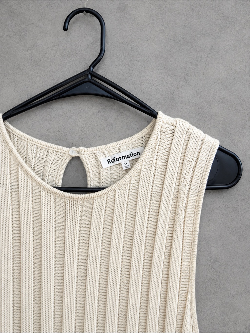 Reformation Cream Ribbed Pleated Mini Dress - Picture 3 of 4